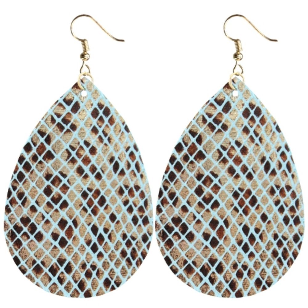 Cheetah Snakeskin Weave Dangle Earrings